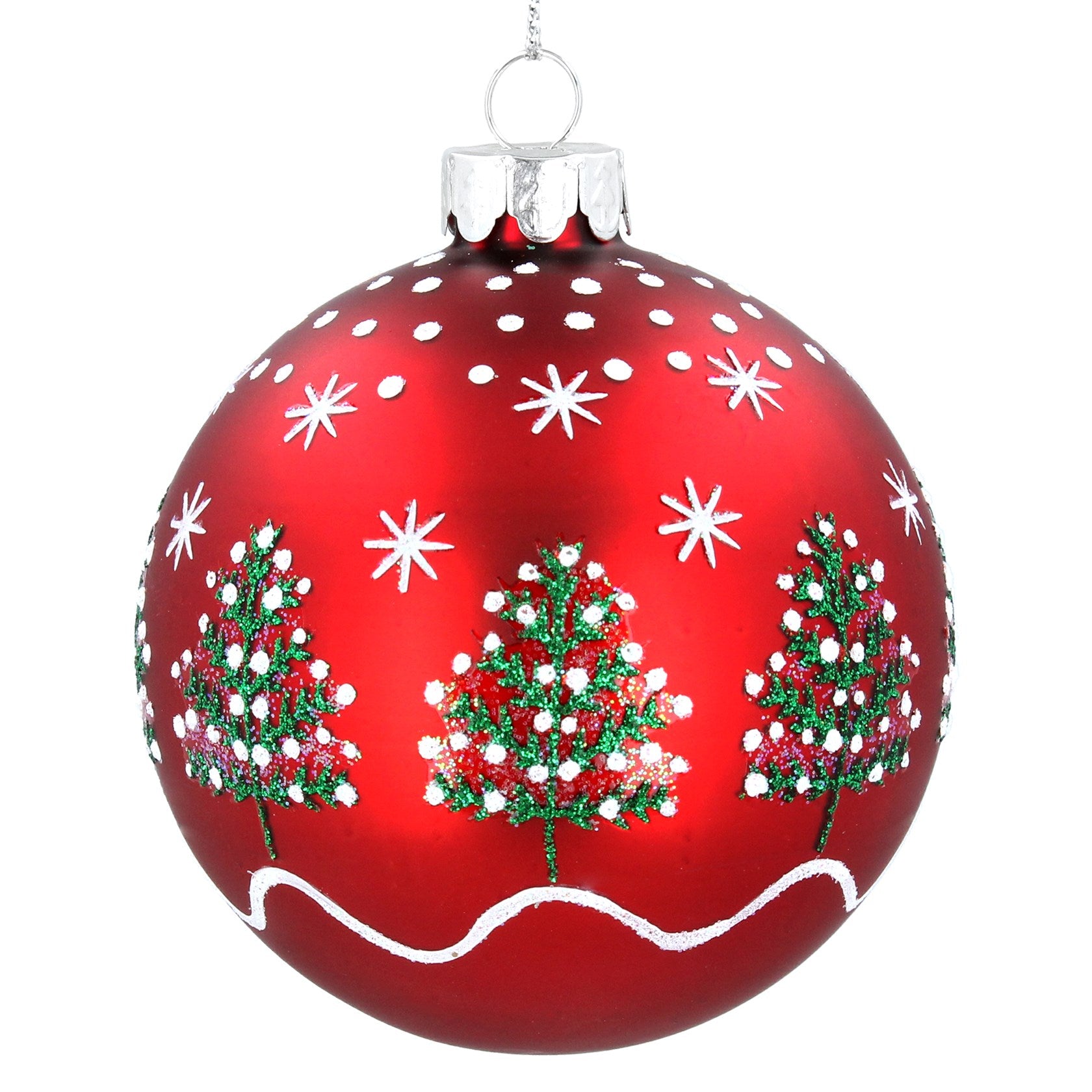 Christmas Trees & Stars Matt Red Bauble