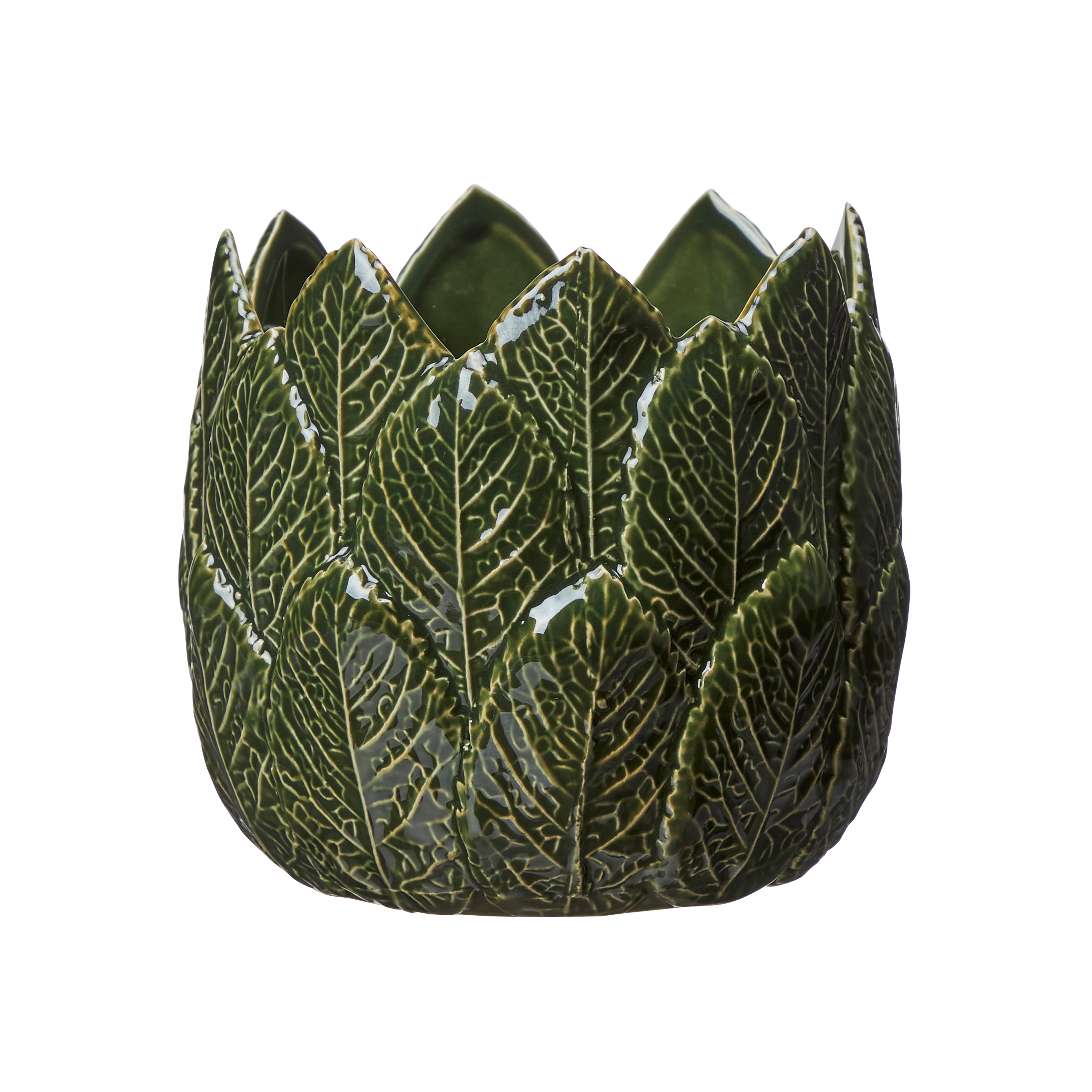 Nea Green Glazed Leaf Design Pots
