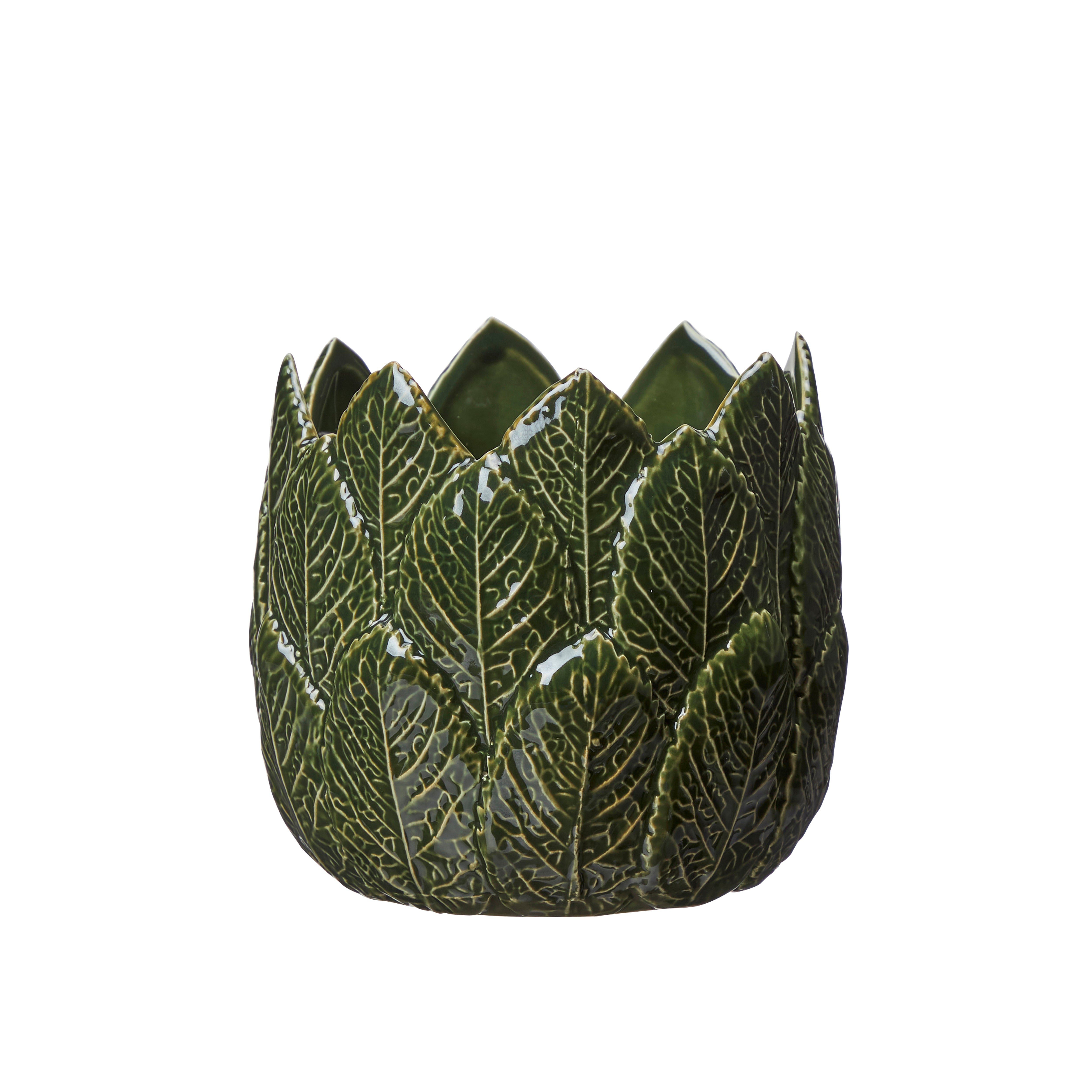Nea Green Glazed Leaf Design Pots