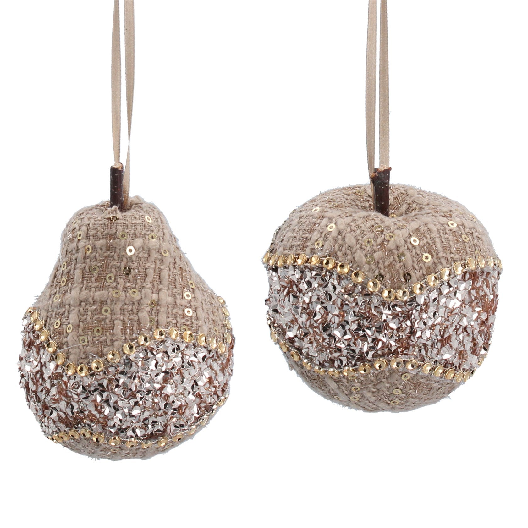 Diamante Apple & Pear Decorations