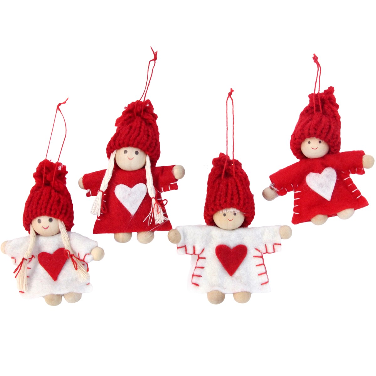 Felt Red & White Scandi Children Decorations