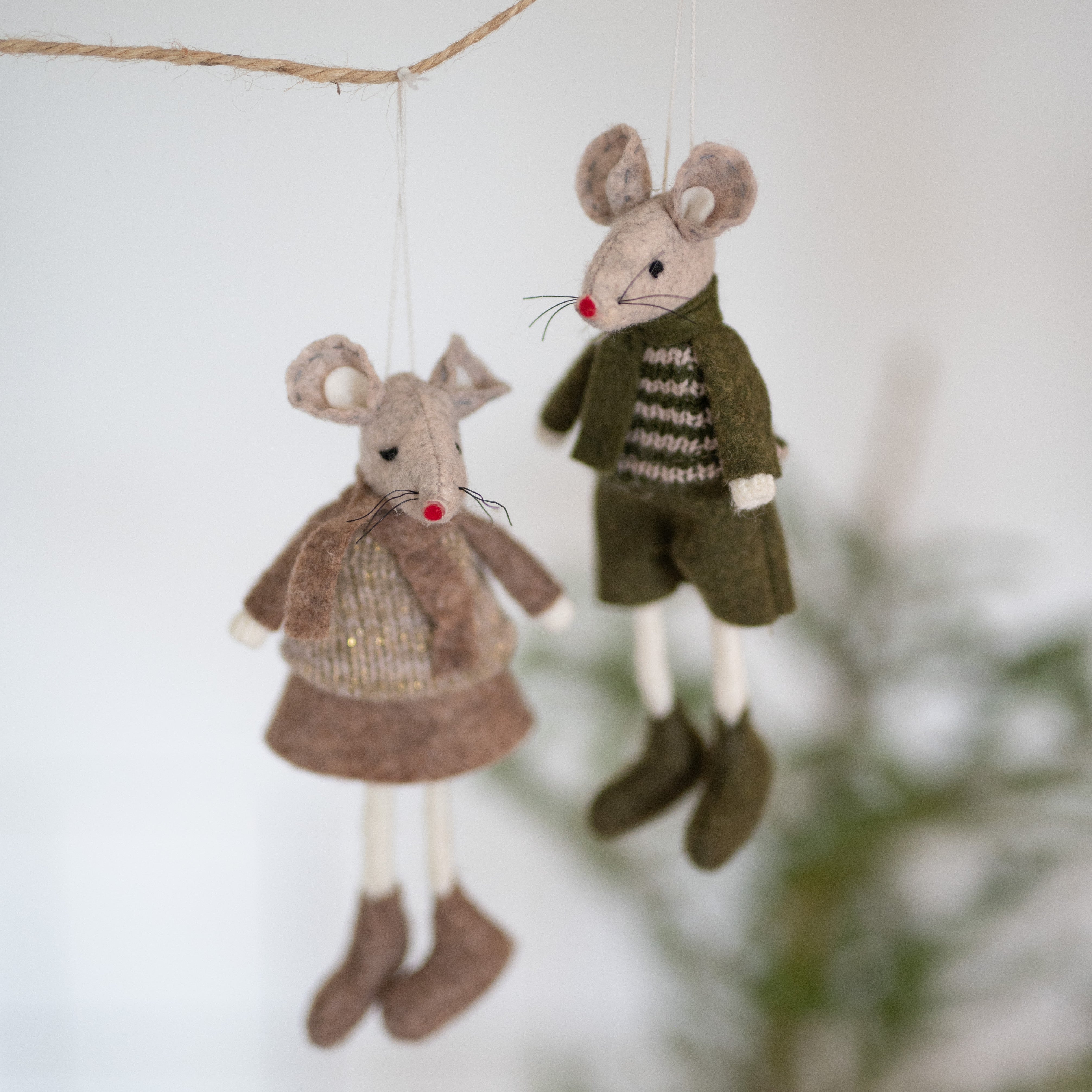 Sixten & Sally Brown Hanging Mice Decorations