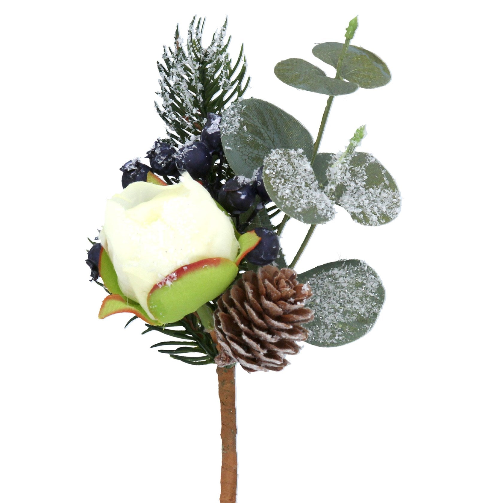 Frosted Eucalyptus, Pine Cone & Peony Flower Pick