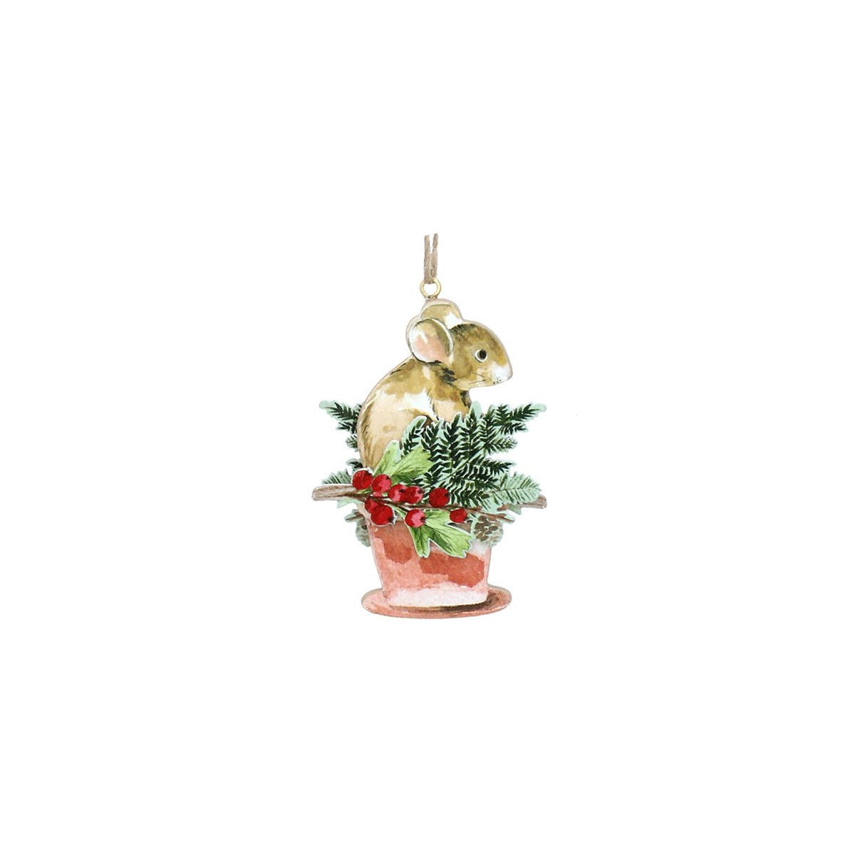 Wood Animals in Pot/Watering Can Decoration