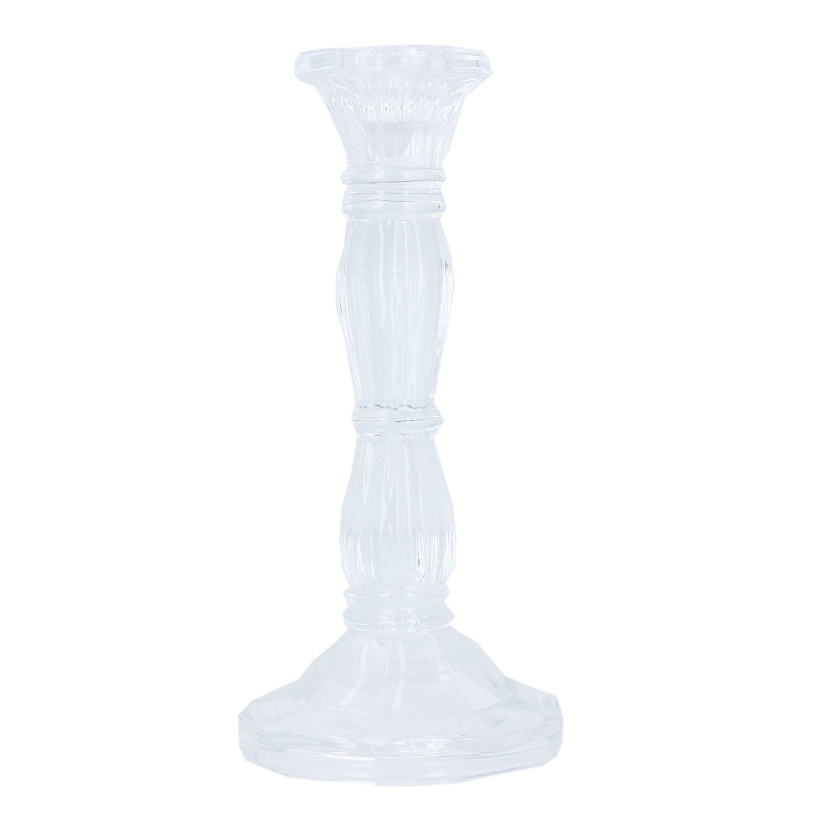 Tall Clear Glass Candlestick