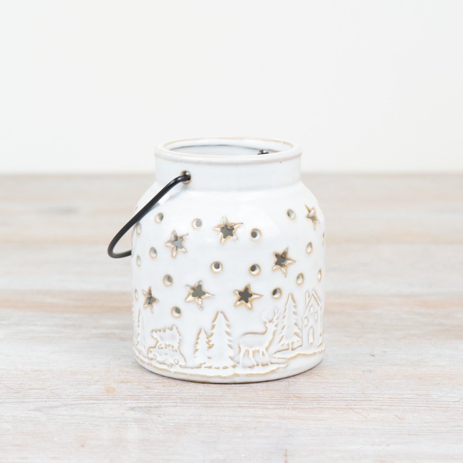 Small White Christmas Candle Lantern