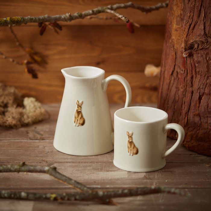 Hare Embossed Stoneware Jug