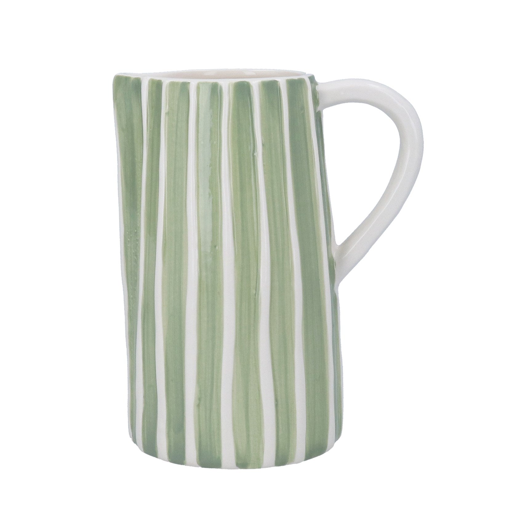 Green & White Rib Striped Jug