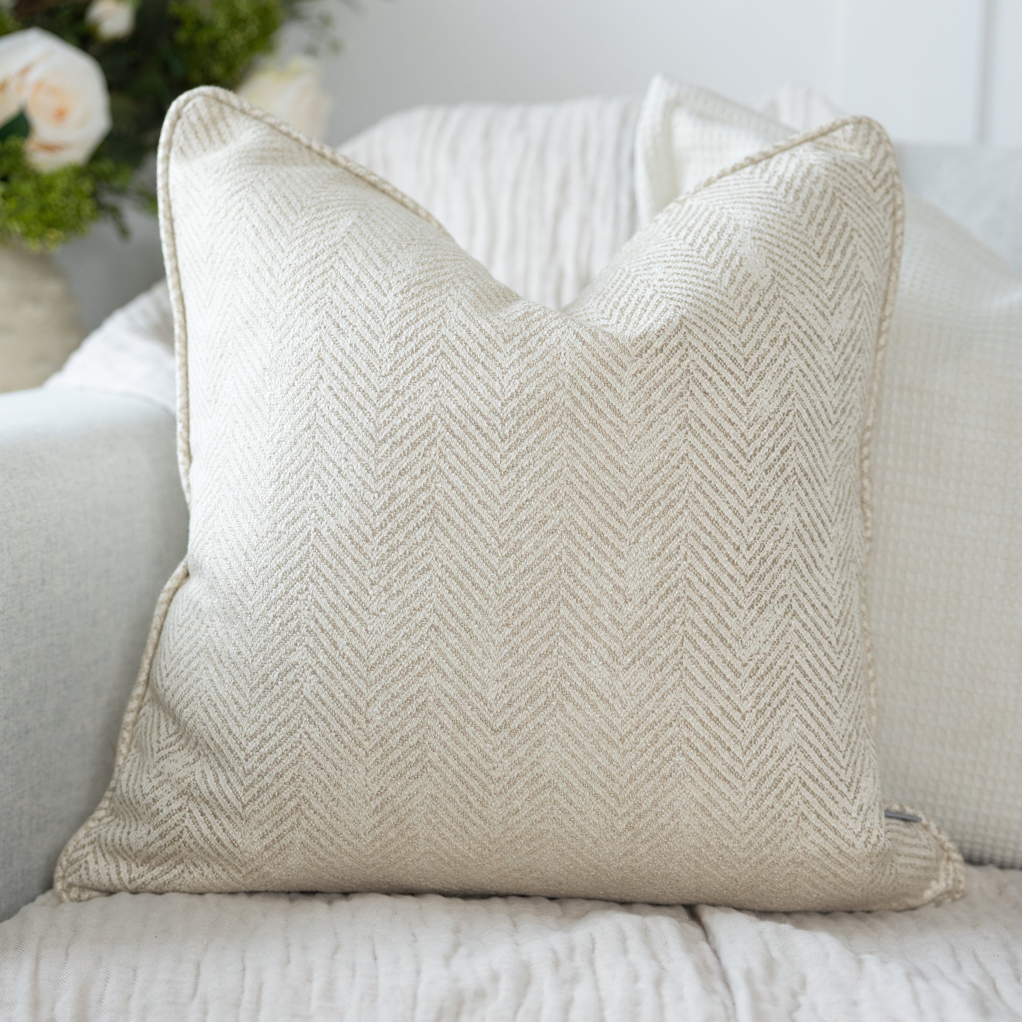 Ashmore Linen Herringbone Cushion