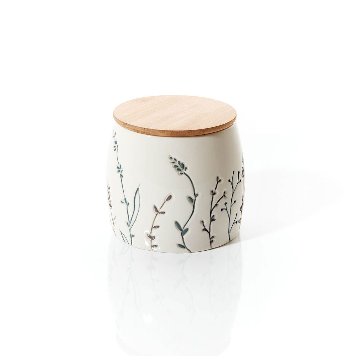 Ceramic Debossed Grasses Canister with Lid