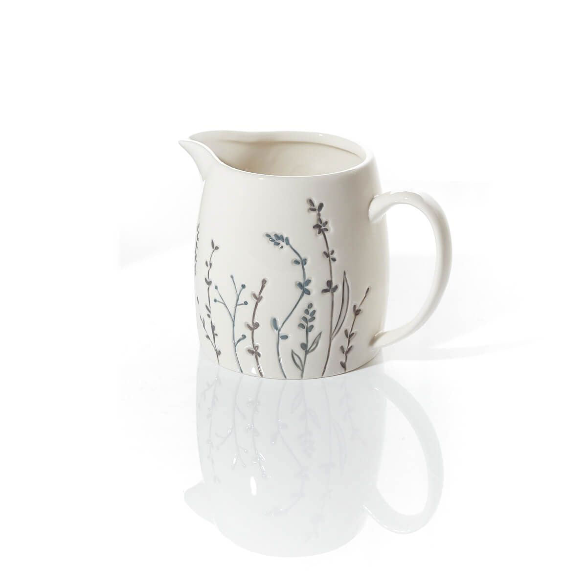 Ceramic Debossed Grasses Milk Jug
