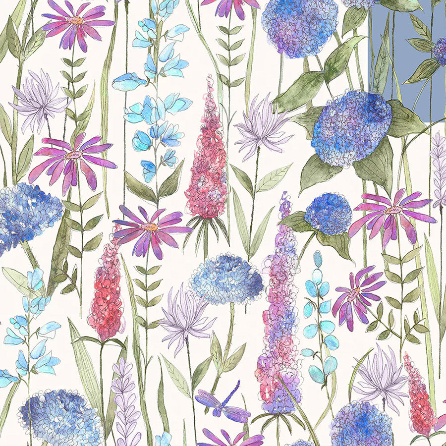 Florabunda Bluebell Ecru Curtains