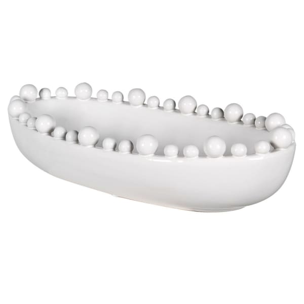 White Bobble Edged Oval Bowl