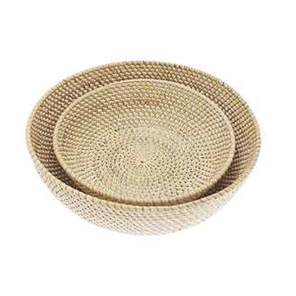 White Rattan Bowls Set of 2