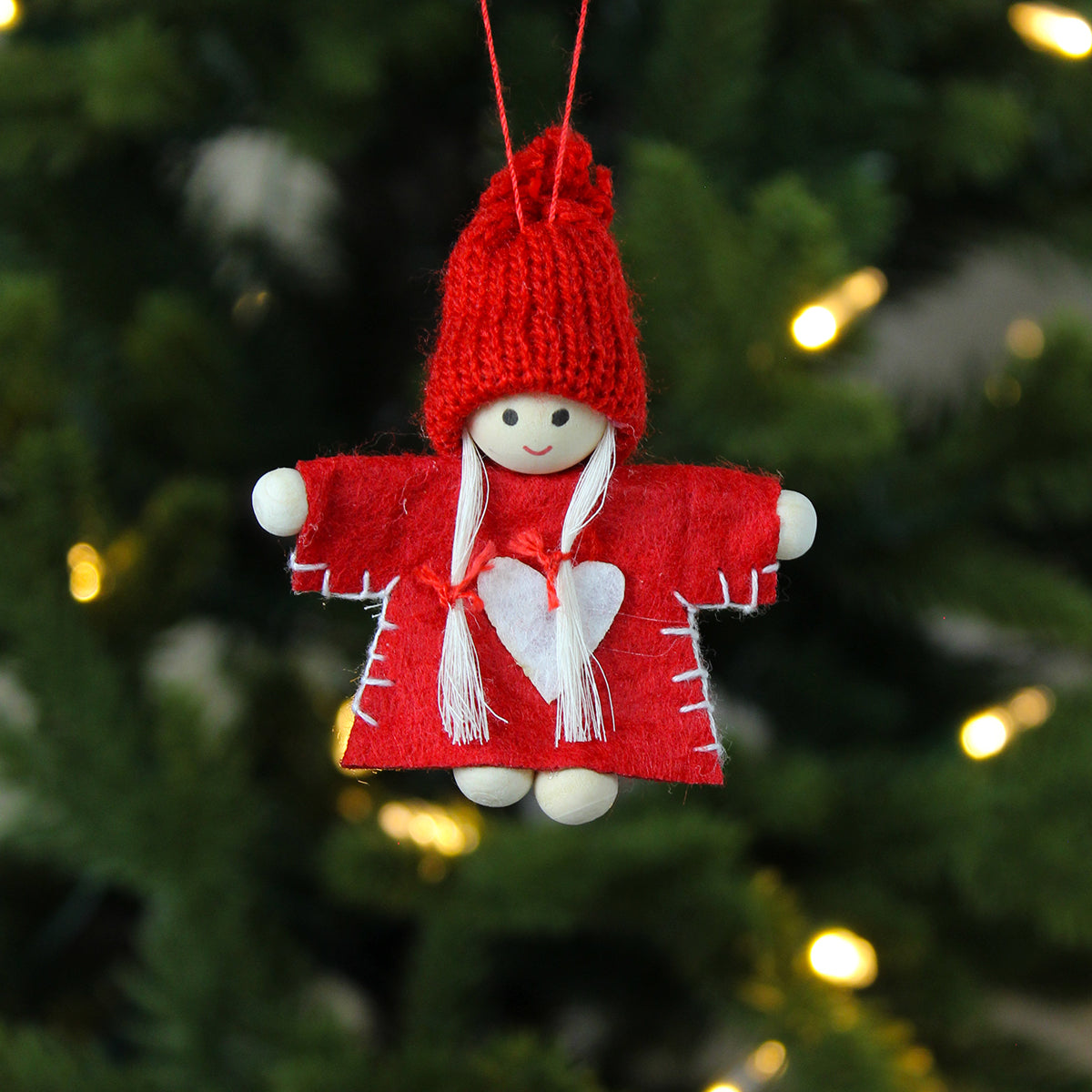 Felt Red & White Scandi Children Decorations