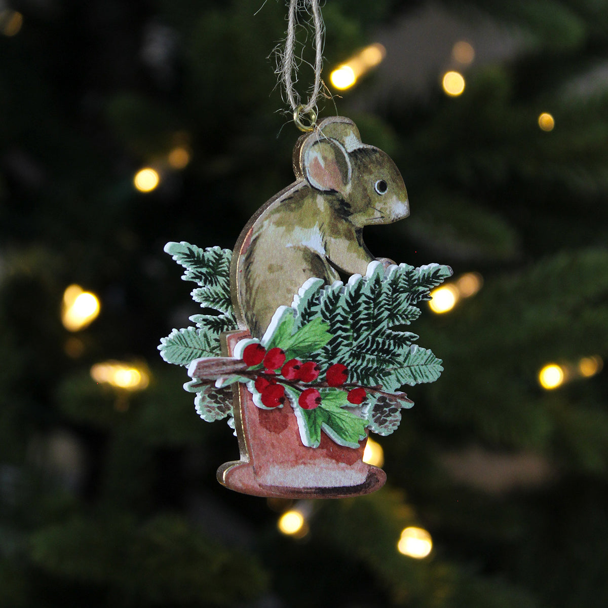 Wood Animals in Pot/Watering Can Decoration
