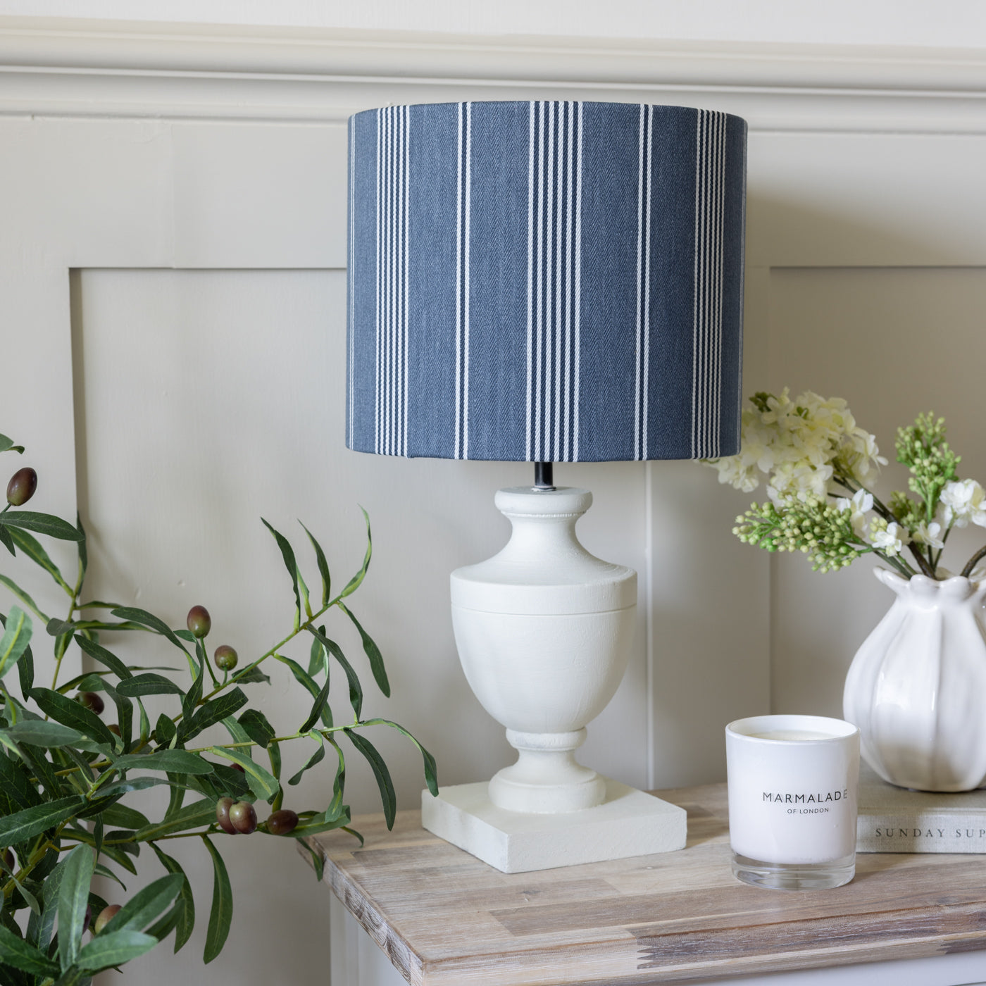 Brodsworth Twilight Navy Stripe Lampshade