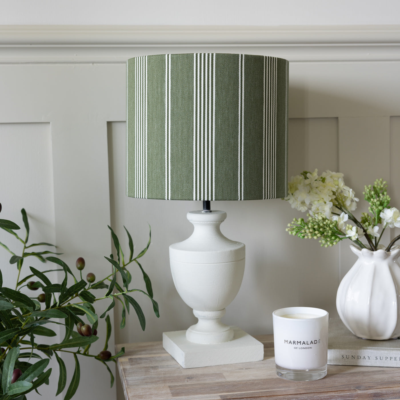 Brodsworth Ivy Dark Green Stripe Lampshade