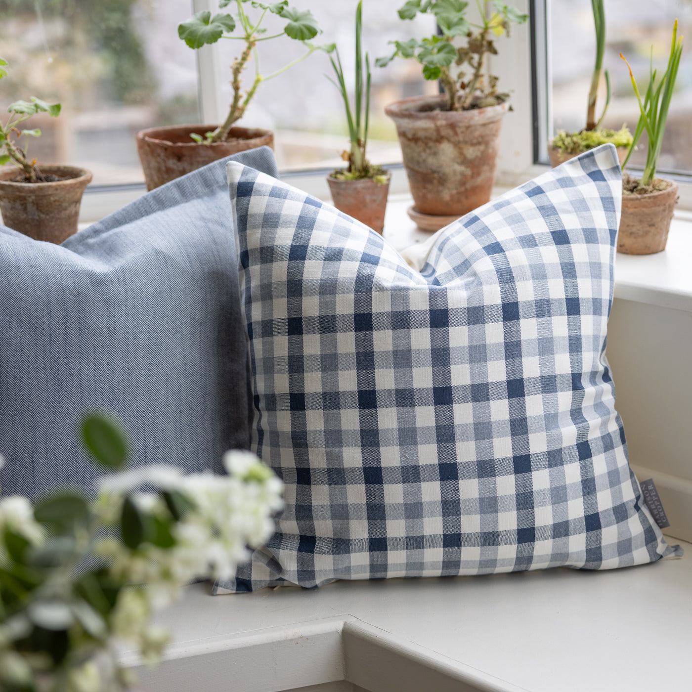 Audley Twilight Navy Gingham Cushion
