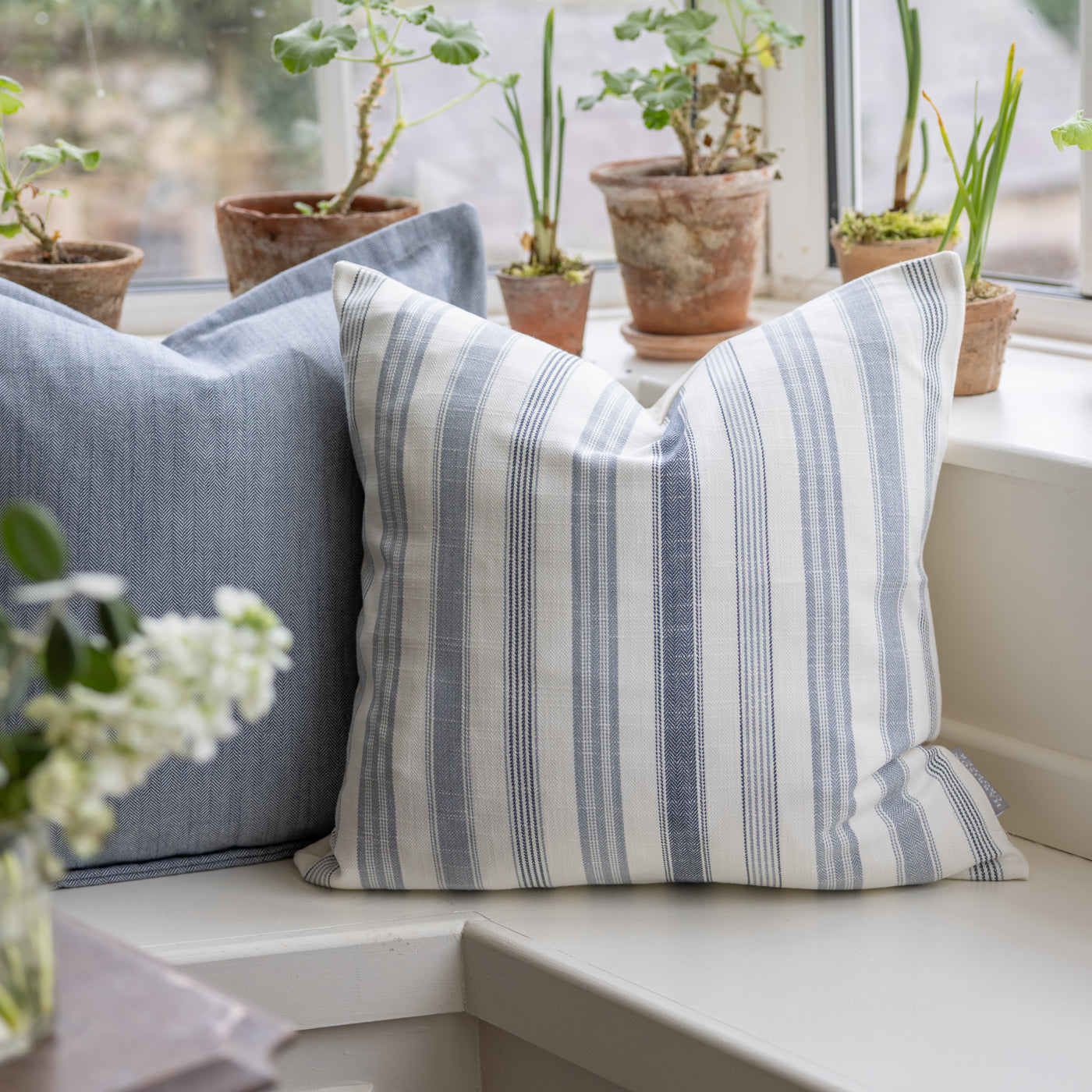 Darwin Twilight Navy Stripe Cushion