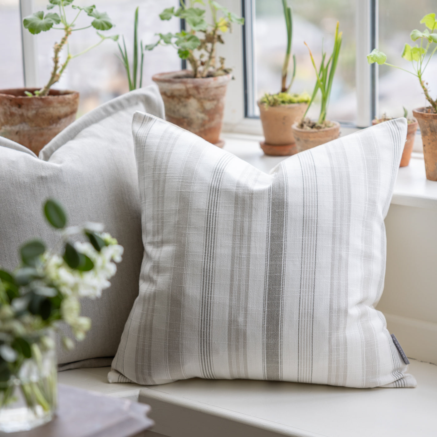Darwin Linen Beige Stripe Cushion