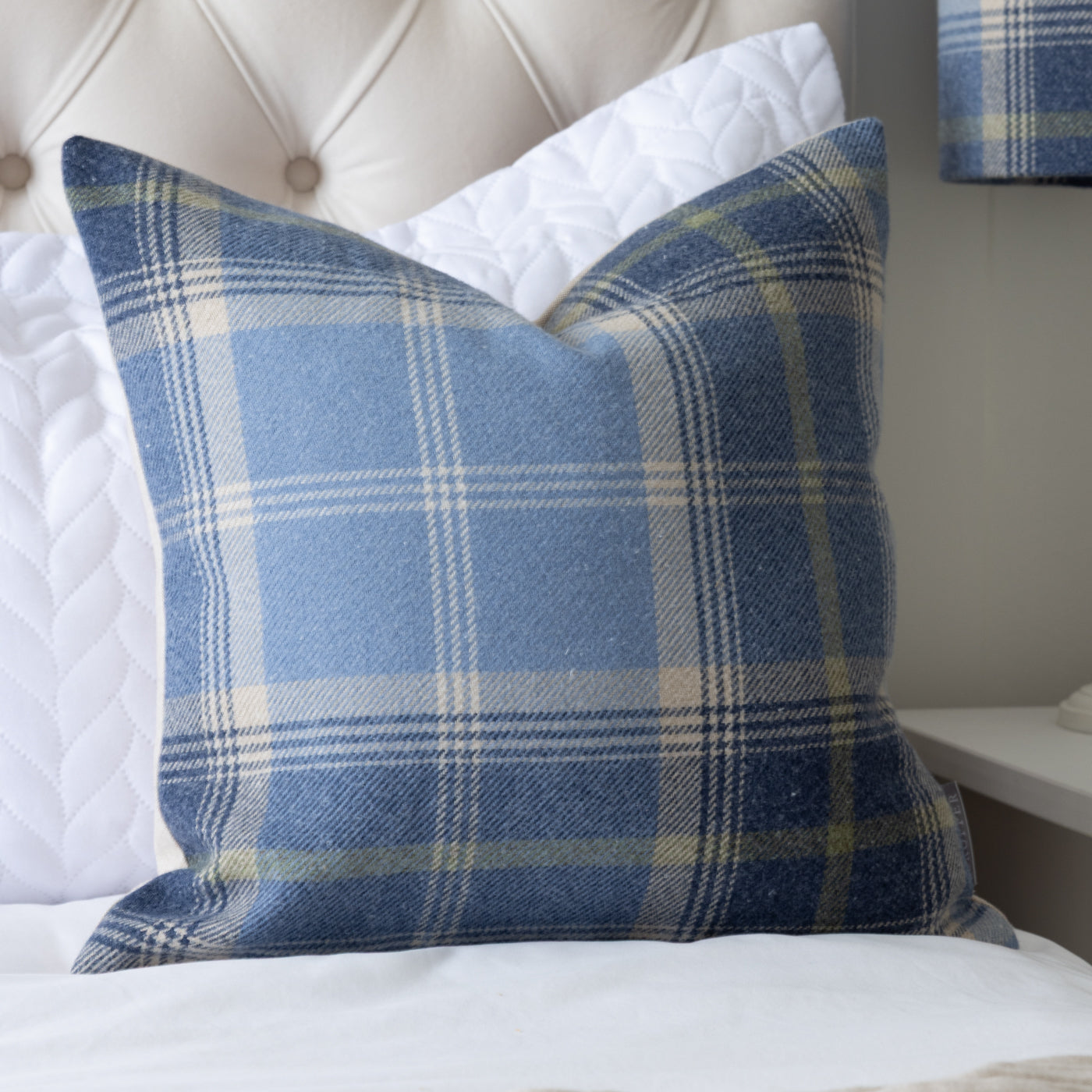 Cornflower Blue Balmoral Checked Cushion