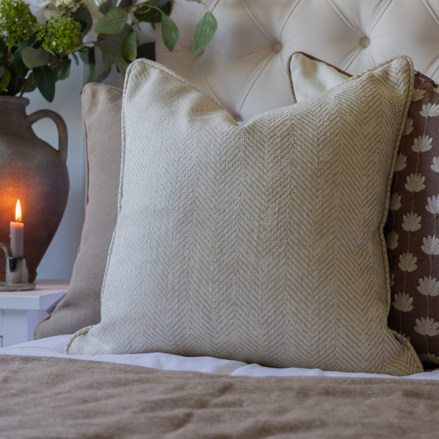 Ashmore Linen Herringbone Cushion