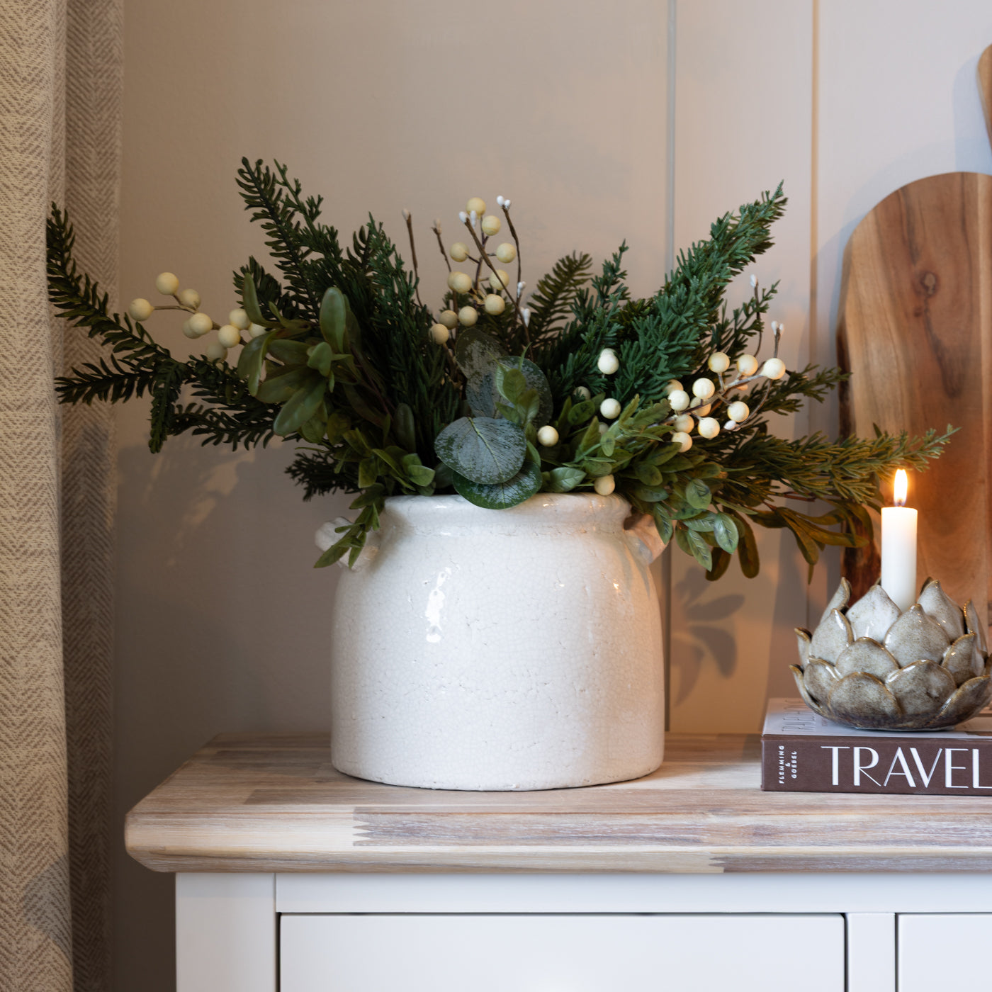 Elena Distressed Ceramic Pot with Handles