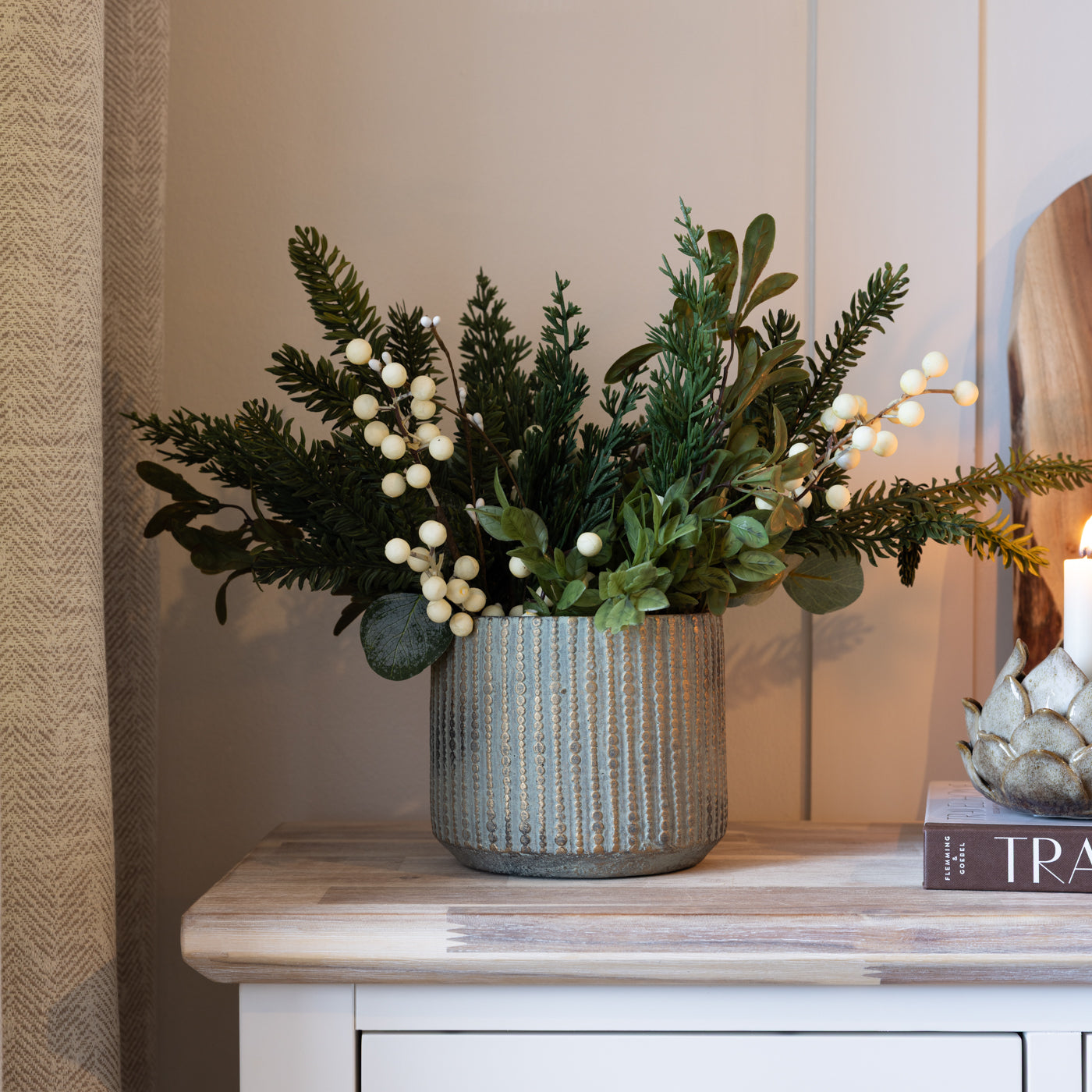 Dotted Cement Grey/Bronze Plant Pot