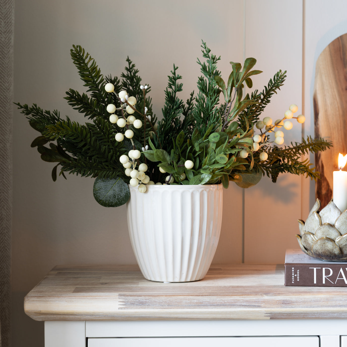 Milou Cream Ribbed Planter Pot