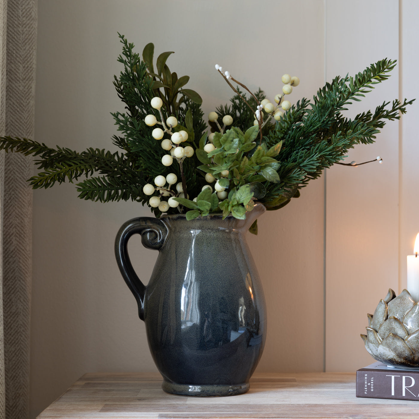 Charcoal & Olive Medium Flower Jug Vase