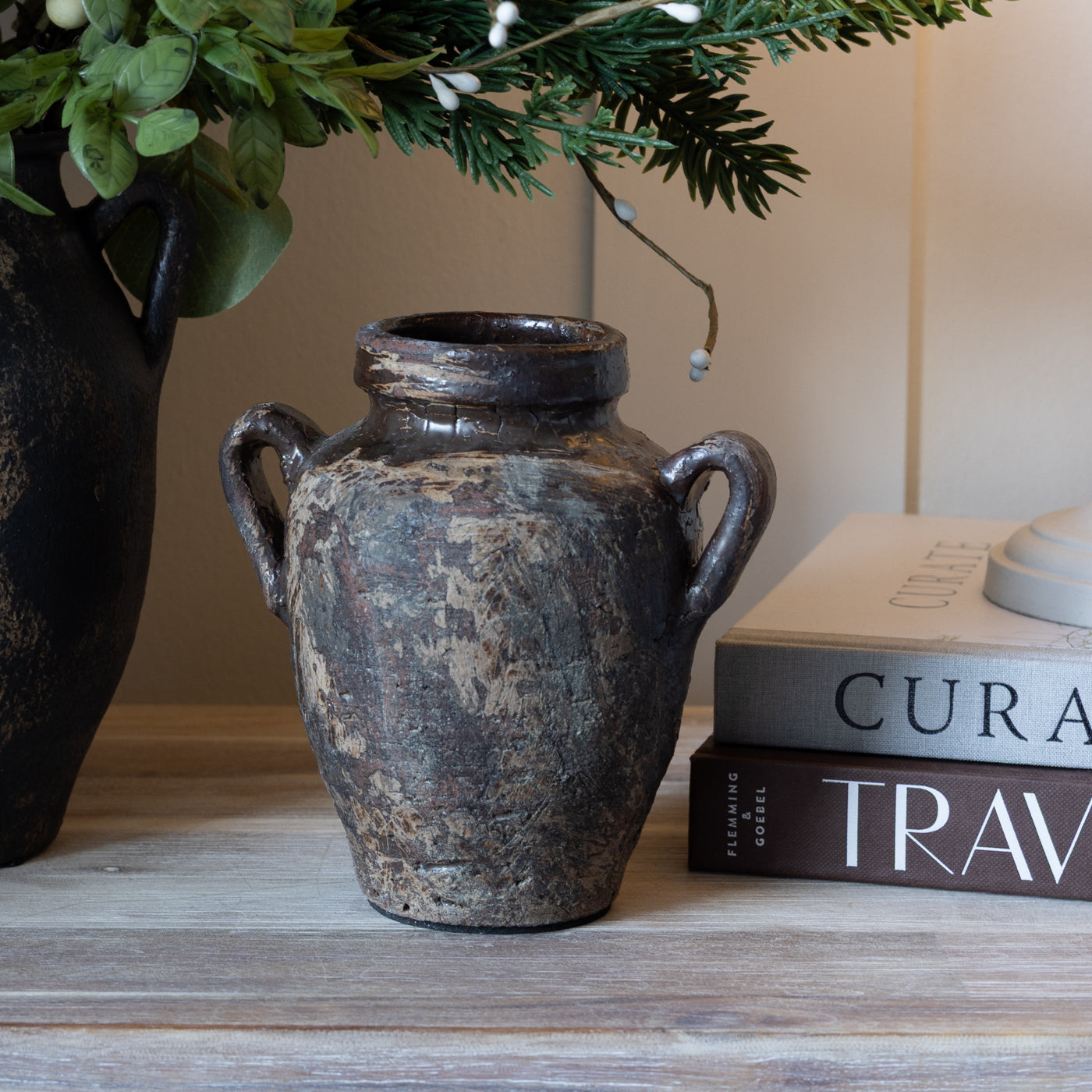 Dark Earthenware Small Urn Vase