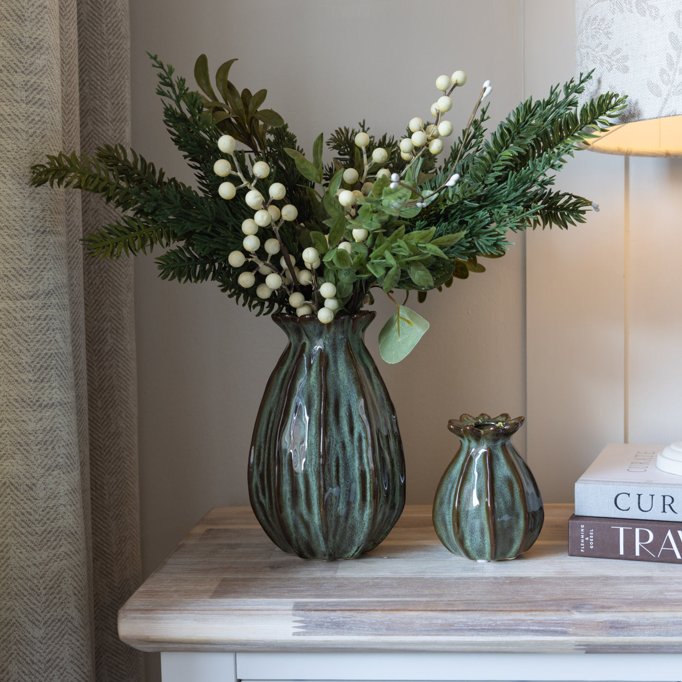 Lillian Dark Green Poppy Seed Vase