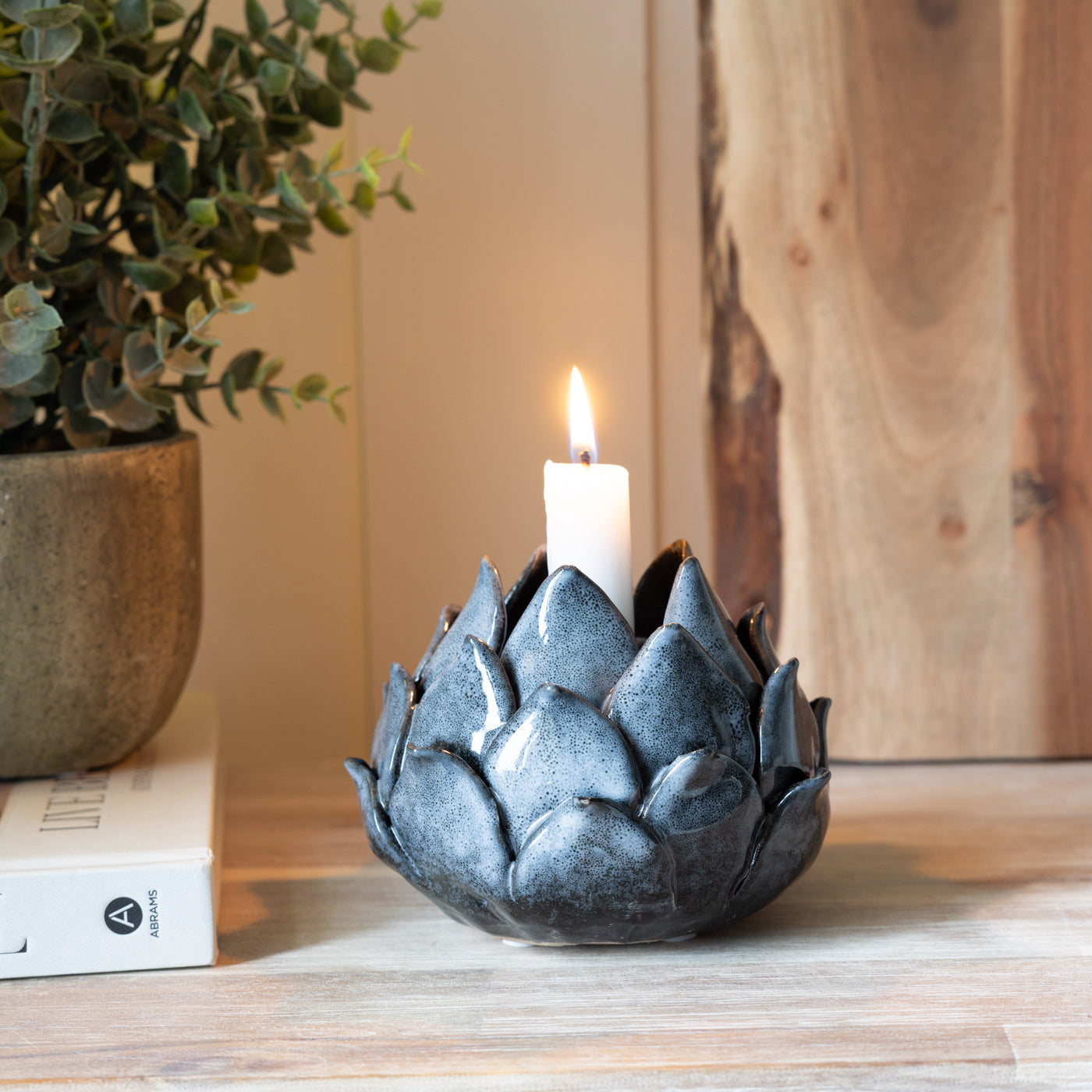 Dark Grey Artichoke Candle Holder