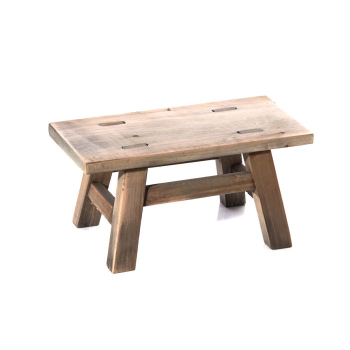 Recycled Wood Ornamental Small Rectangular Stool