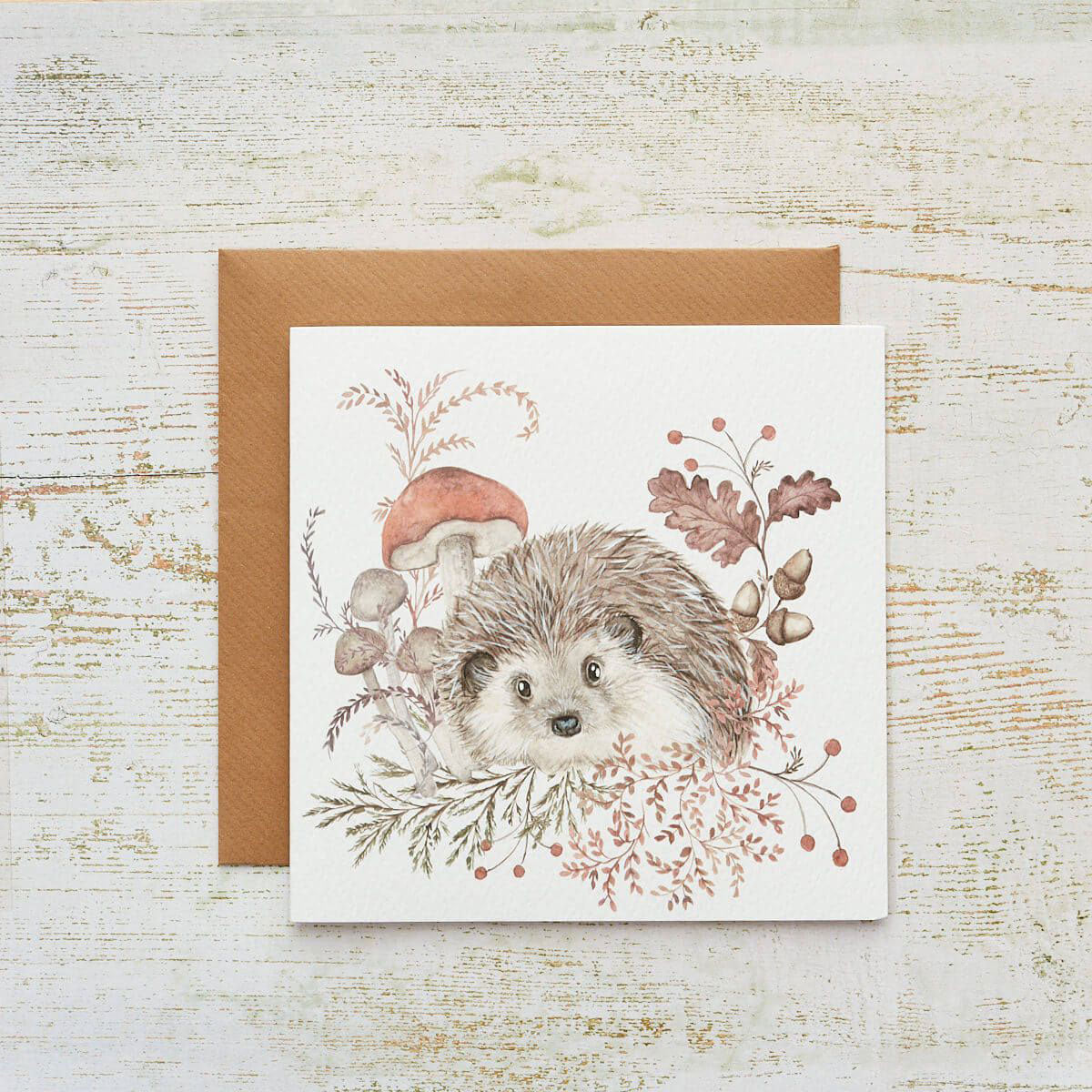 Woodland Rustic Hedgehog Greeting Card