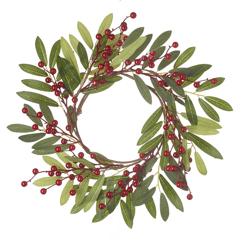 Red Berries & Green Leaves Wreath