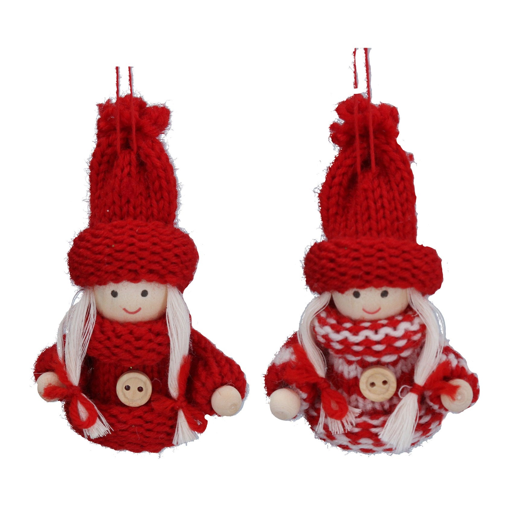Knitted Red Scandi Girl Christmas Decorations