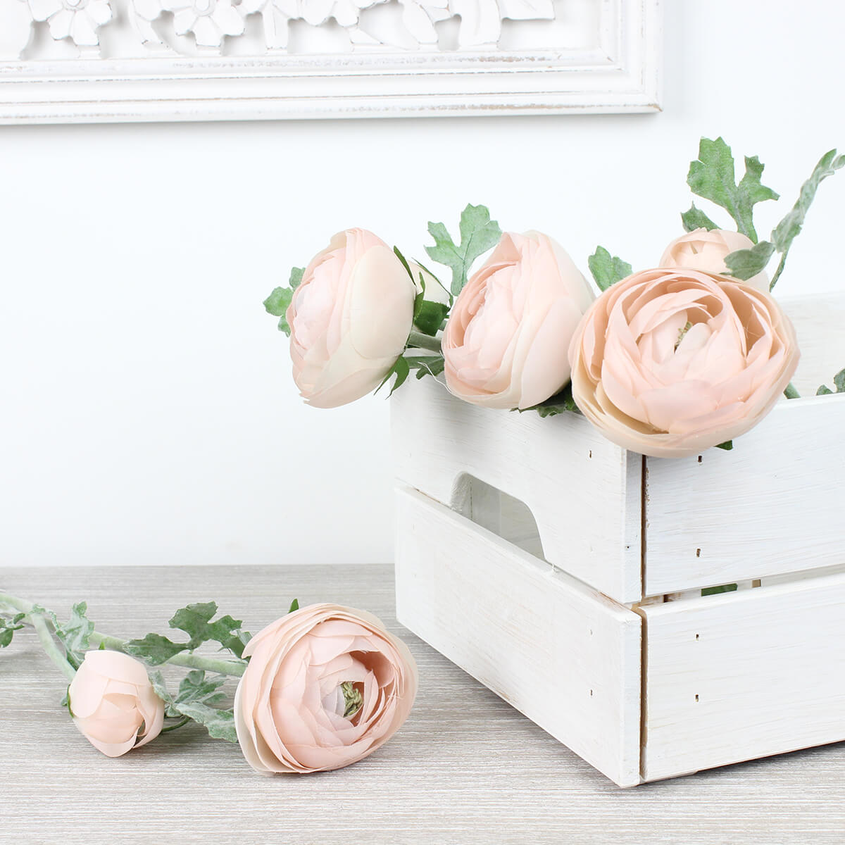 Faux Pastel Pink Ranunculus Stem