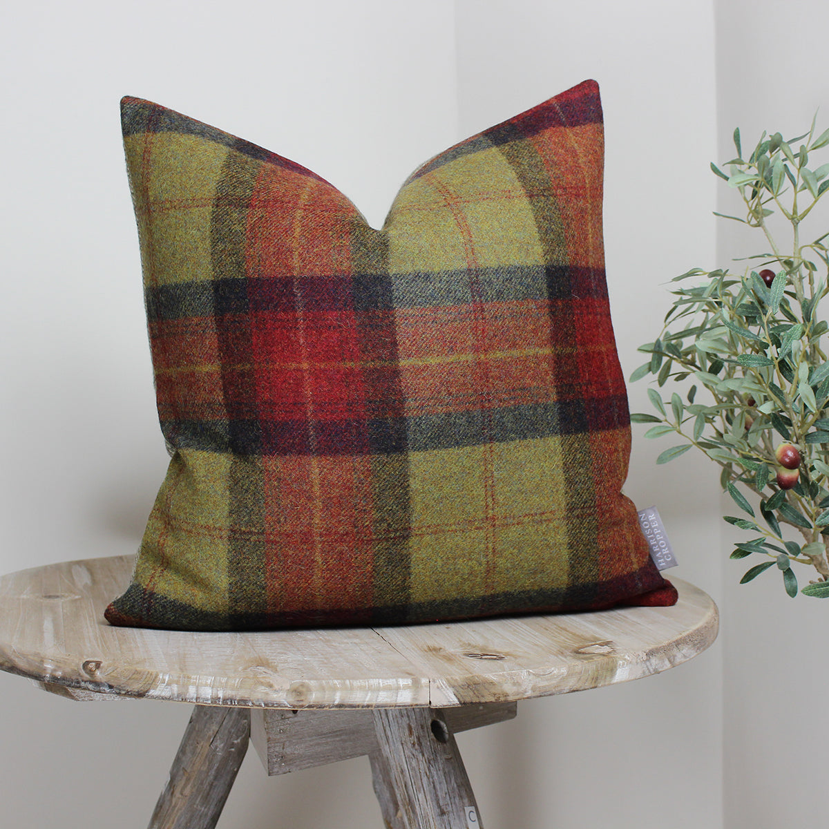 Skye Claret Tweed Wool Cushion