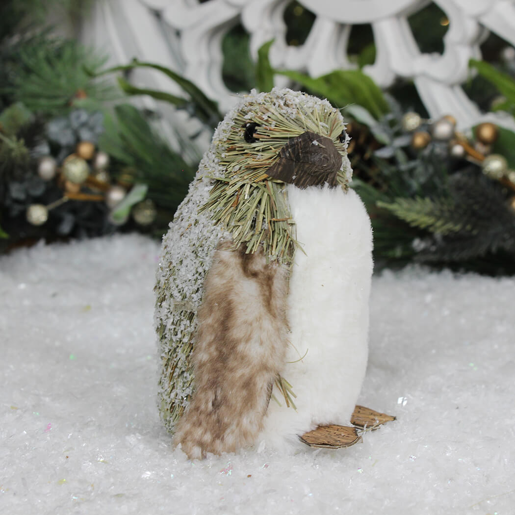 Snowy Bristle Faux Fur Poppy Penguin Ornament