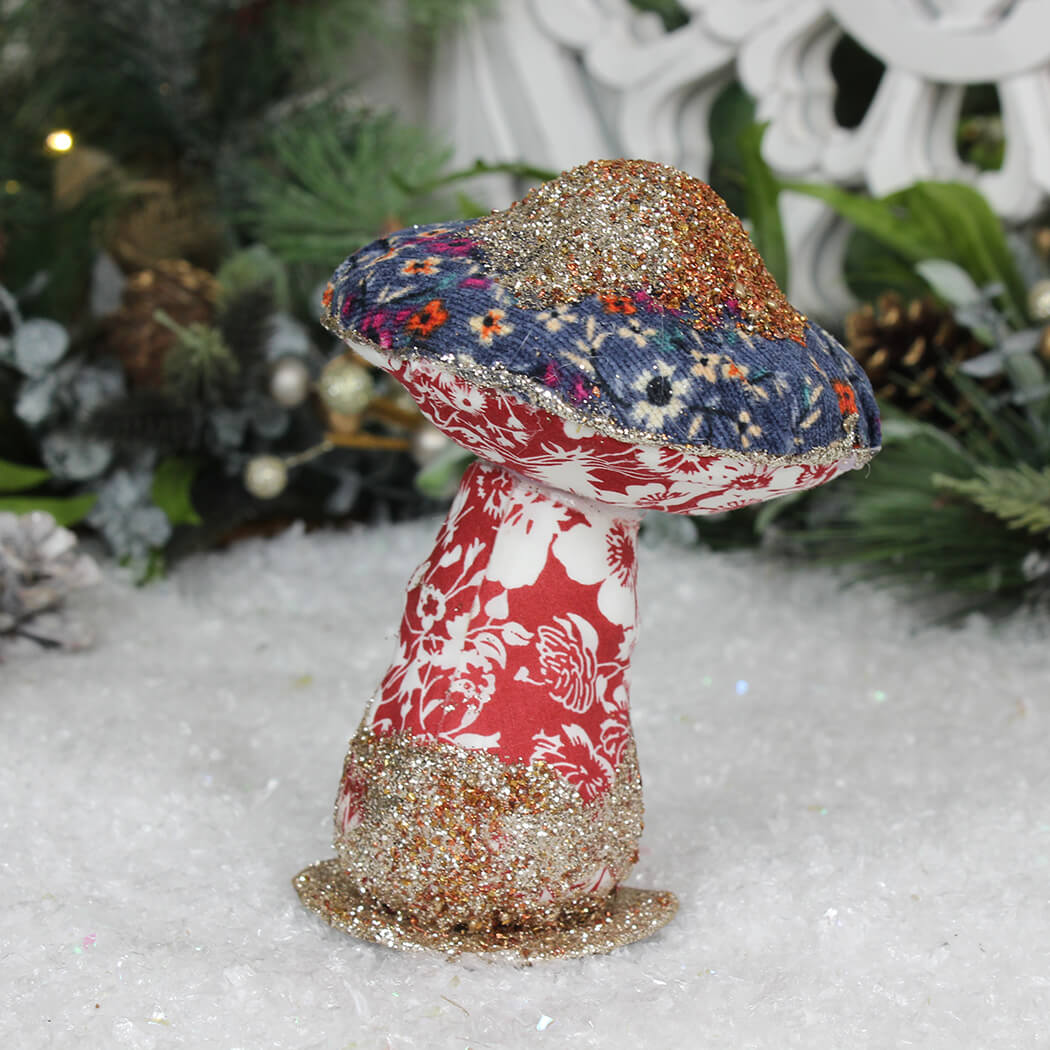 Christmas Fabric Patchwork Toadstool Ornament