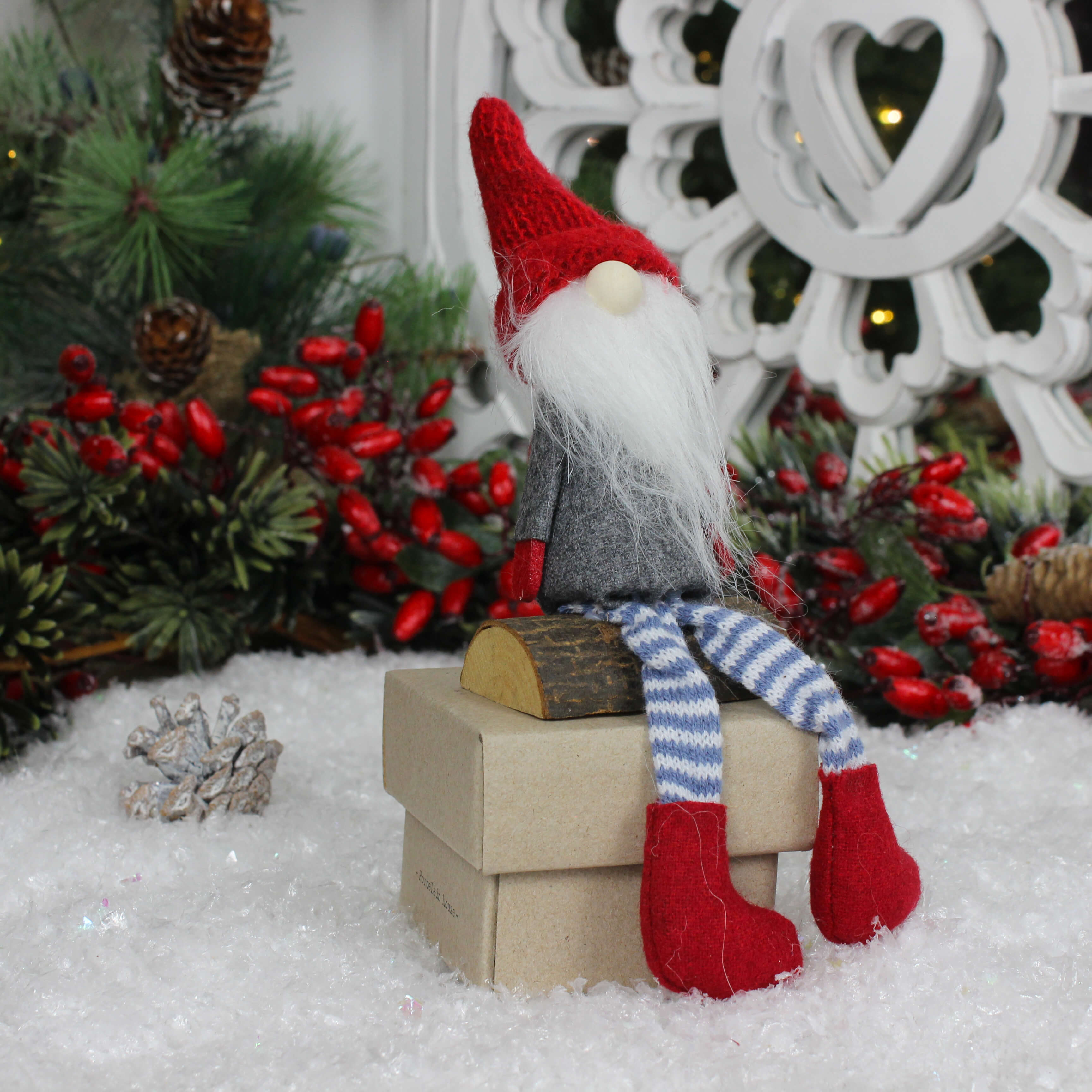 Fabric Santa Sitting On A Log