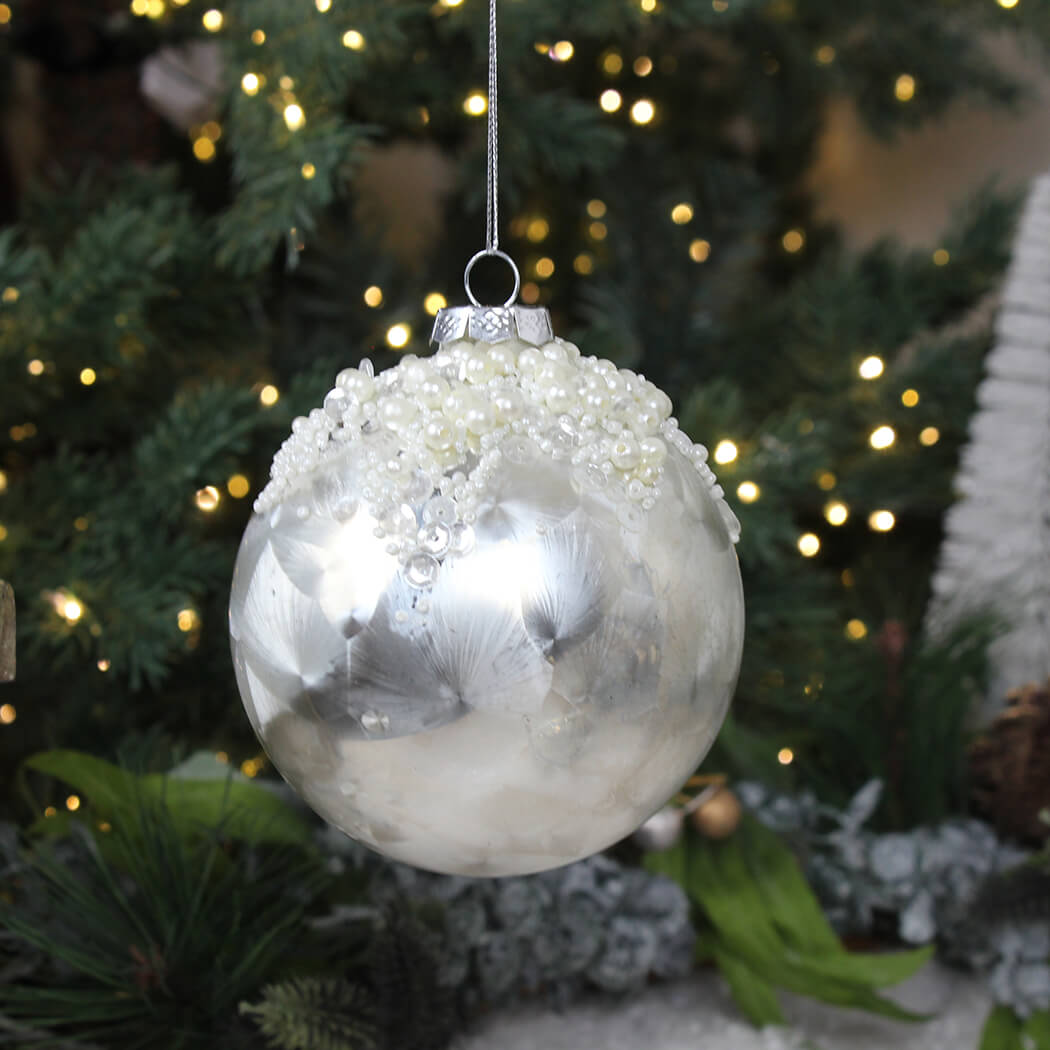 White Encrusted Christmas Bauble