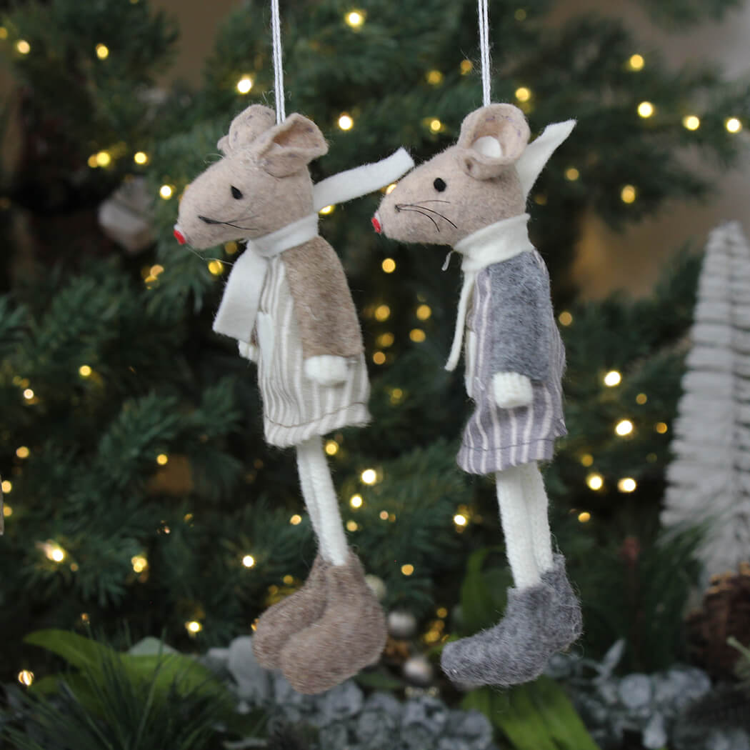 Grey/Brown Mouse Hanging Decoration