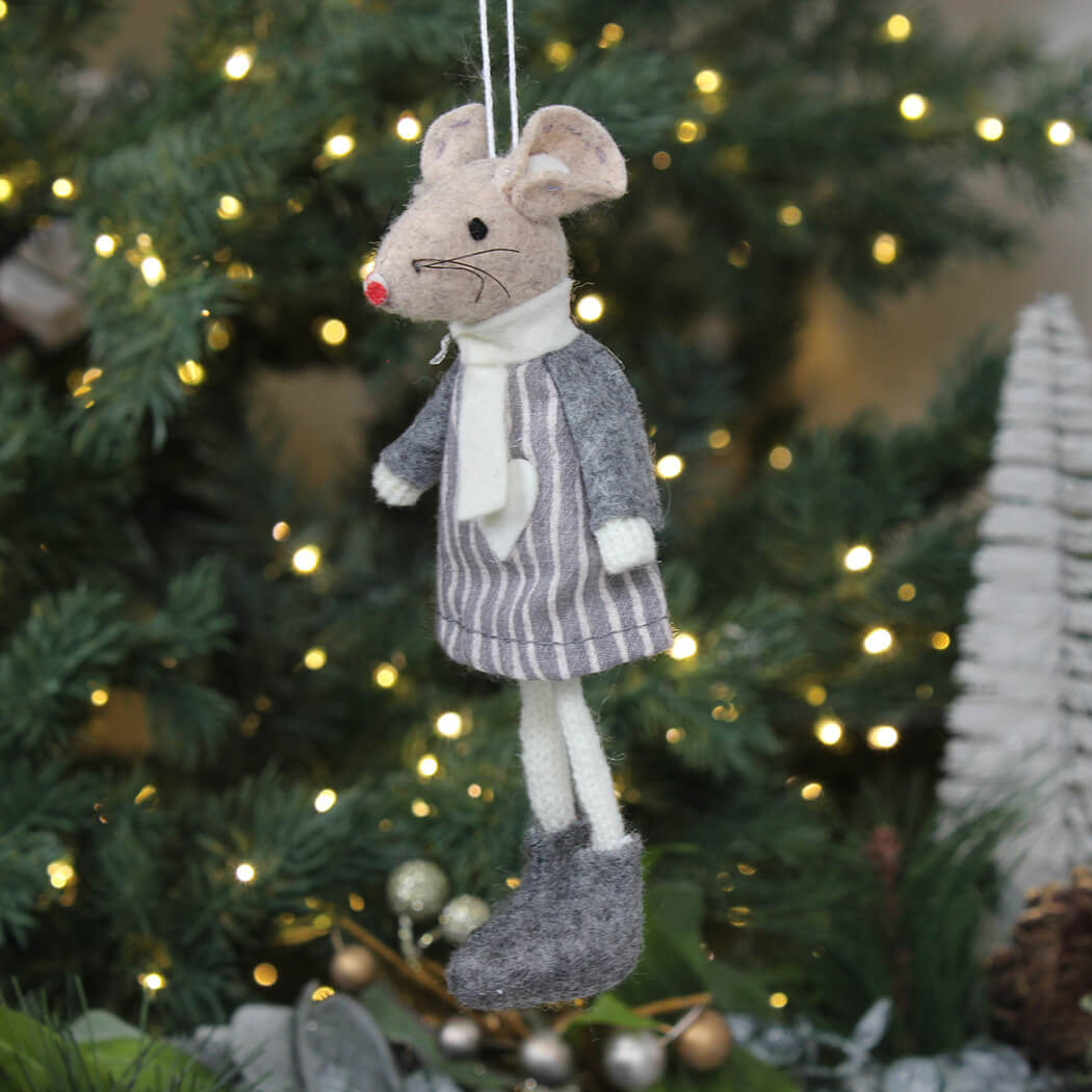 Grey/Brown Mouse Hanging Decoration
