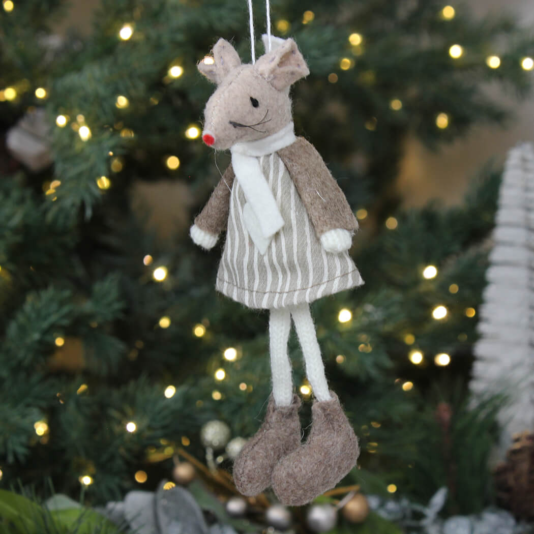 Grey/Brown Mouse Hanging Decoration