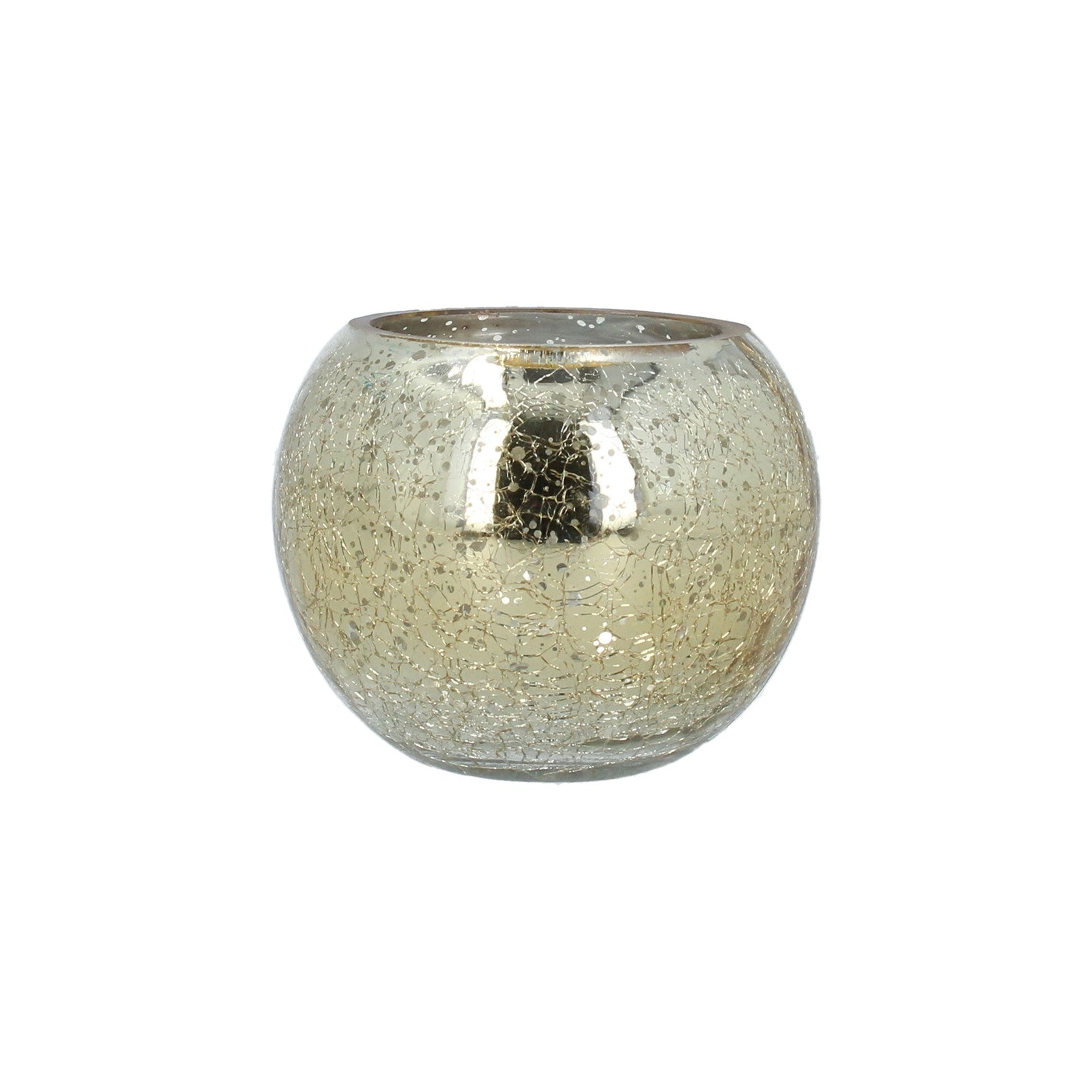 Gold Mirrored Round Glass Candleholder