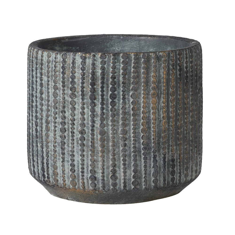 Dotted Cement Grey/Bronze Plant Pot