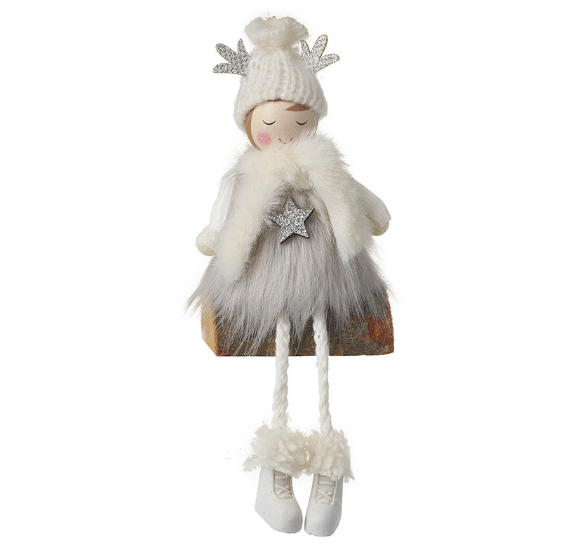 Wooden Girl Sitting Ornament